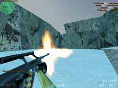 My Steyr Aug blazes away at an unseen enemy.