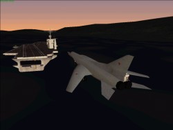 Life with Jane's F/A-18, and yes it is a Backfire coming in for a landing on the Nimitz... :-)