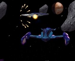 Federation Ship under attack in asteroid belt